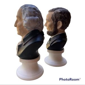 Lefton China President Washington & Lincoln Hand Painted Busts KW1121 KW1114